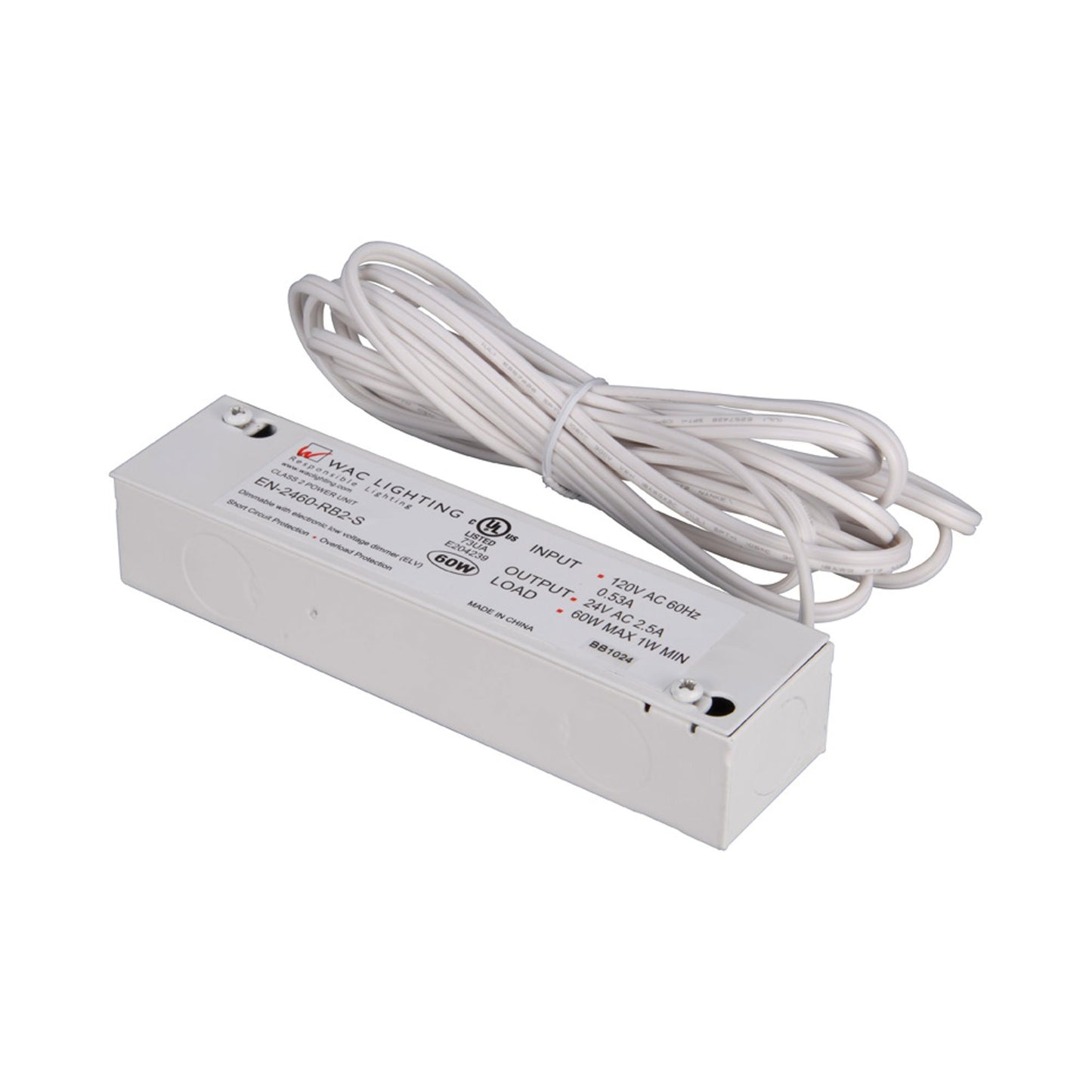 Line and Straight Edge 120V/24V Enclosed Remote Class 2 Transformer (60W).