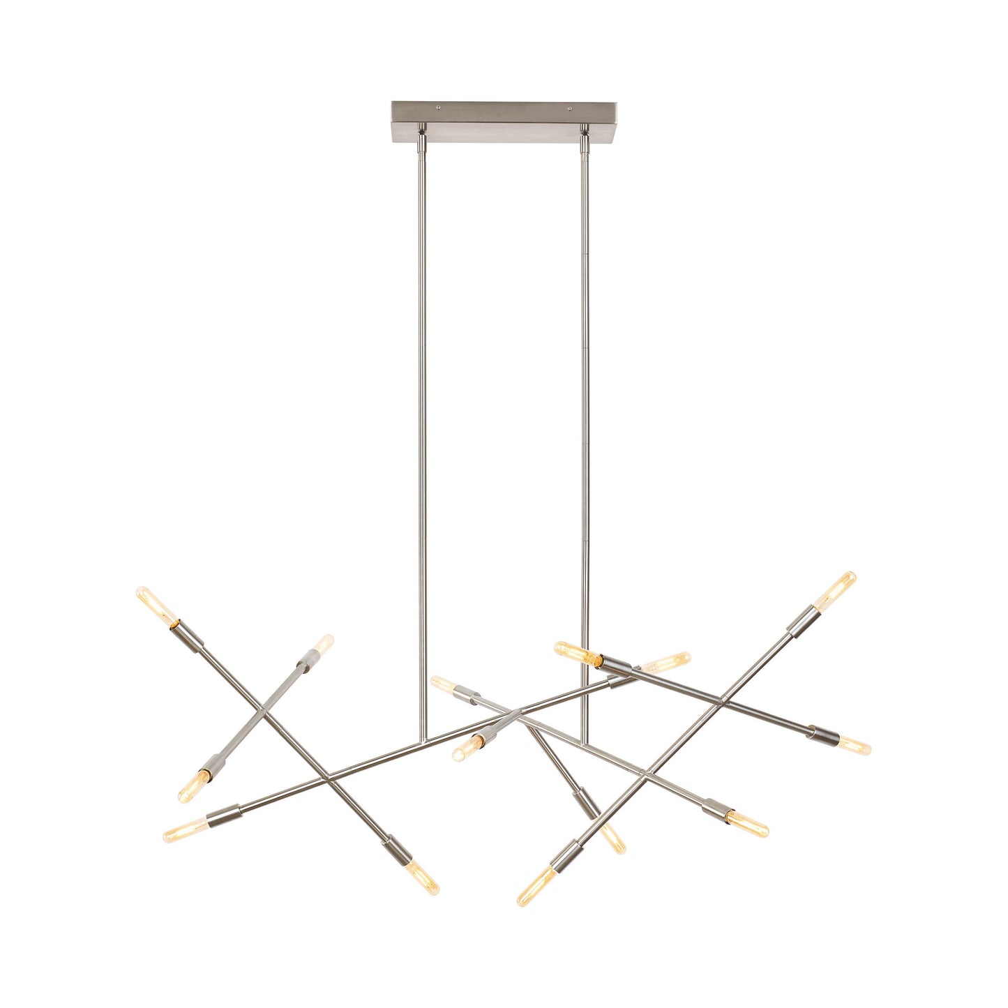 Line Wave 2 Chandelier in Satin Nickel.