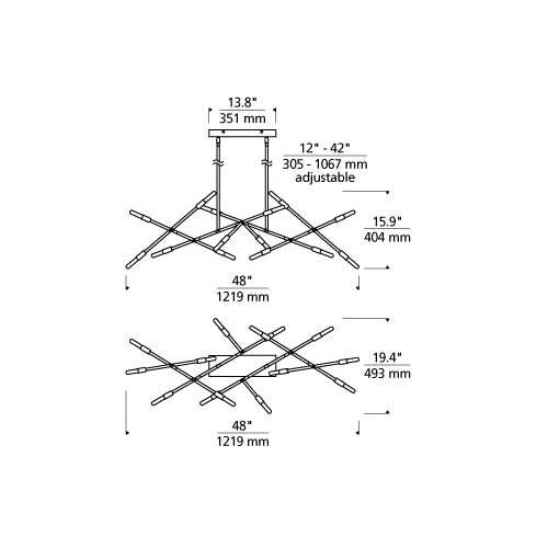 Line Wave 2 Chandelier - line drawing.