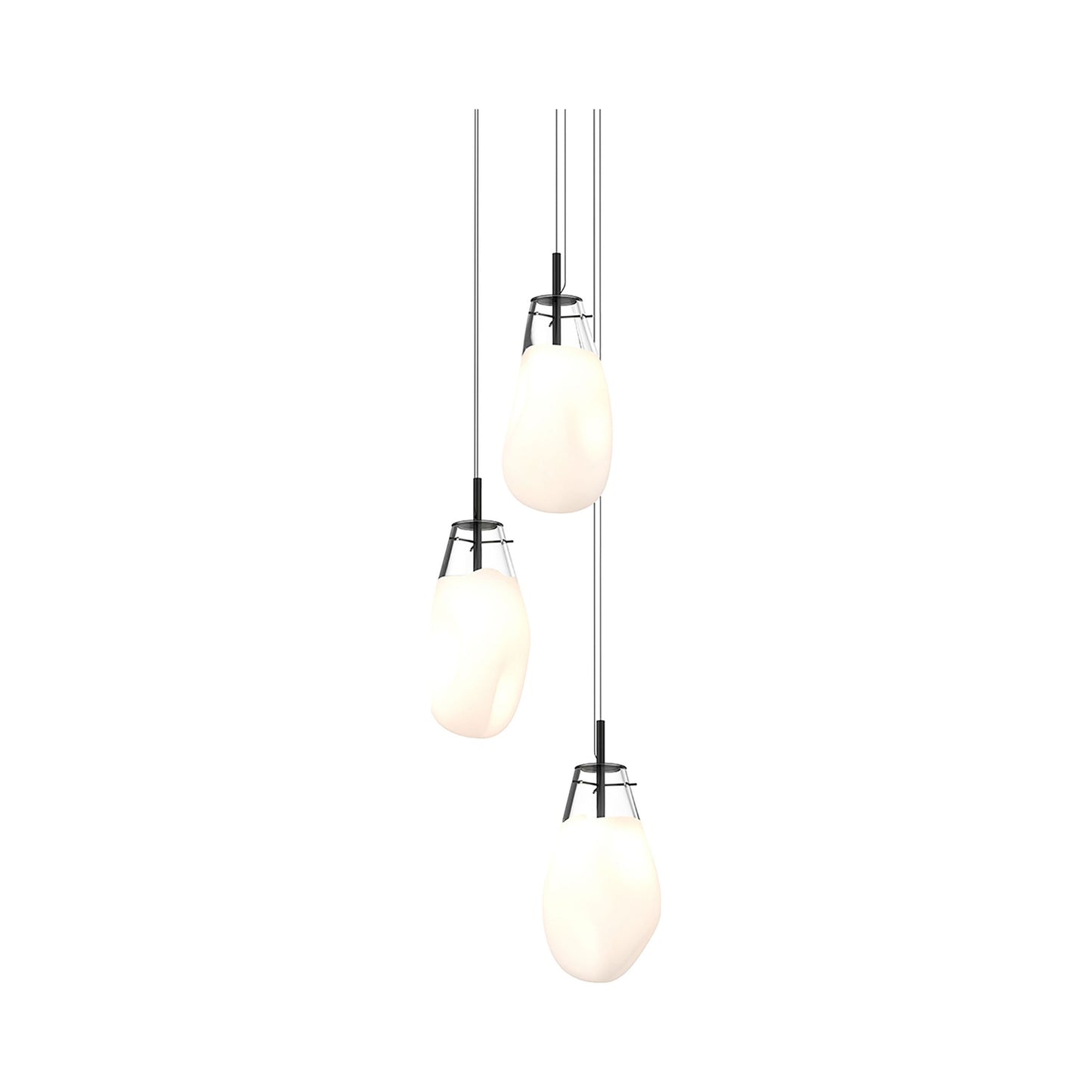 Liquid LED Multi Light Pendant Light in Large/Clear & White.