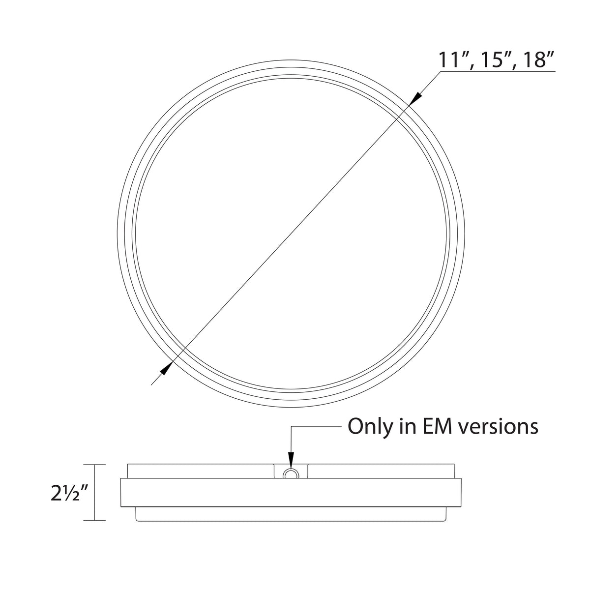 Lithium LED Flush Mount / Wall Light - line drawing.