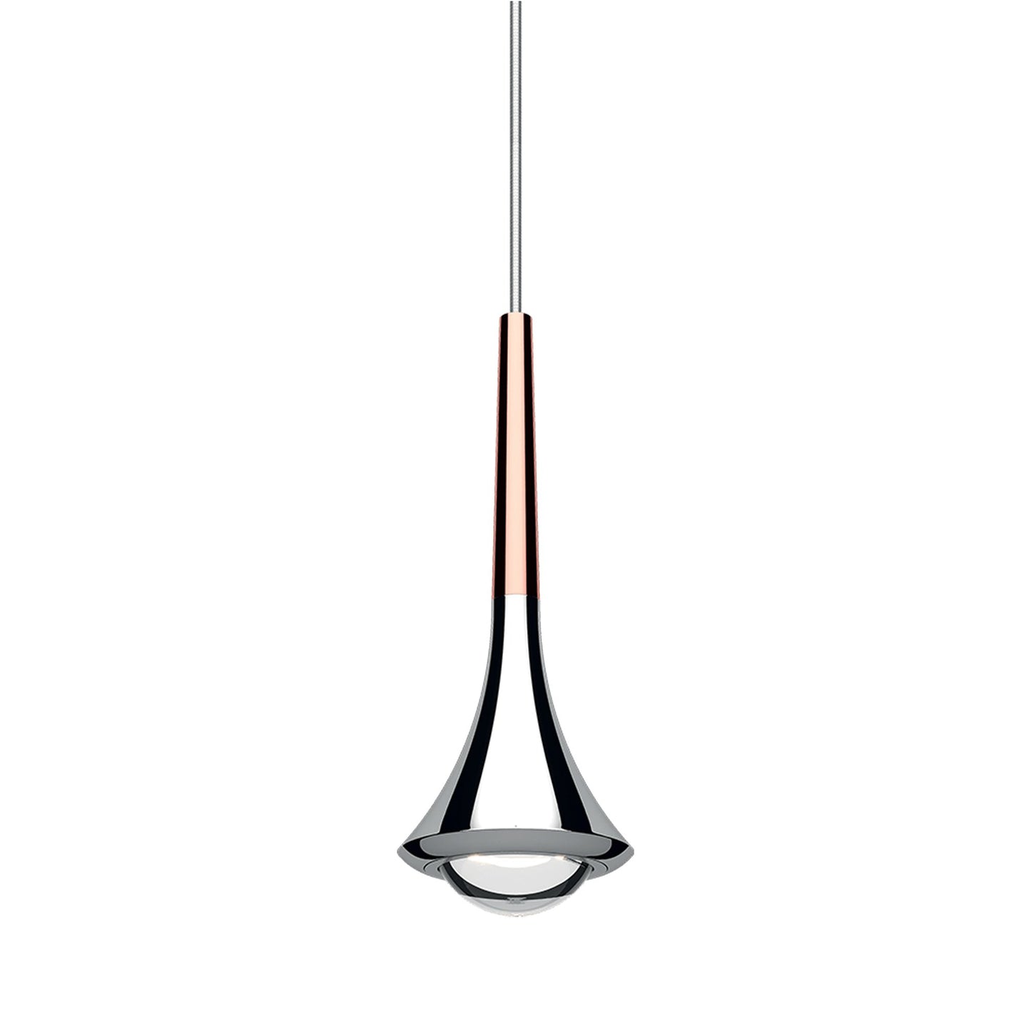Rain LED Pendant Light in Chrome/Rose Gold.