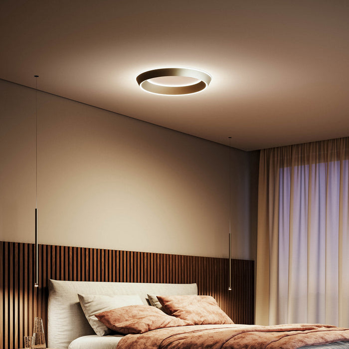Tidal LED Flush Mount Ceiling Light in bedroom.