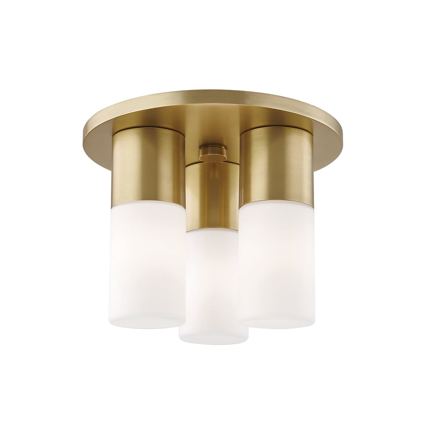 Lola LED Flush Mount Ceiling Light in Aged Brass.