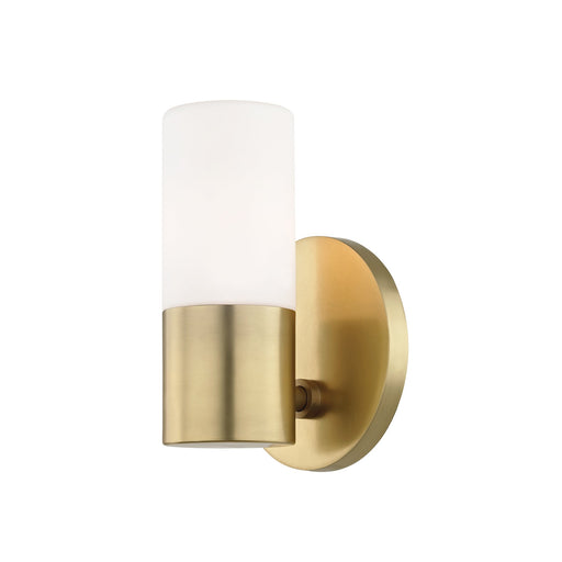 Lola LED Wall Light in Brass and White.