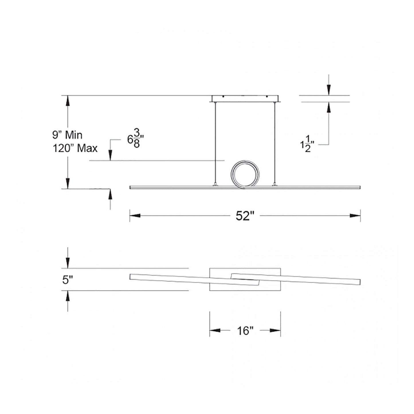 Loophole LED Pendant Light - line drawing.
