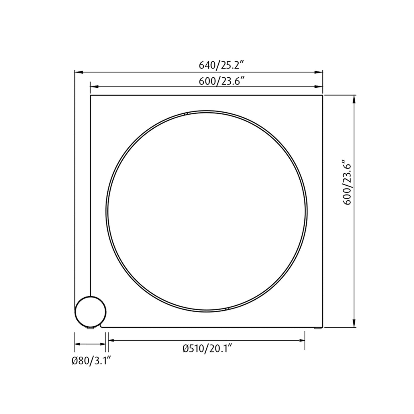 Moonsetter LED Floor Lamp - line drawing.