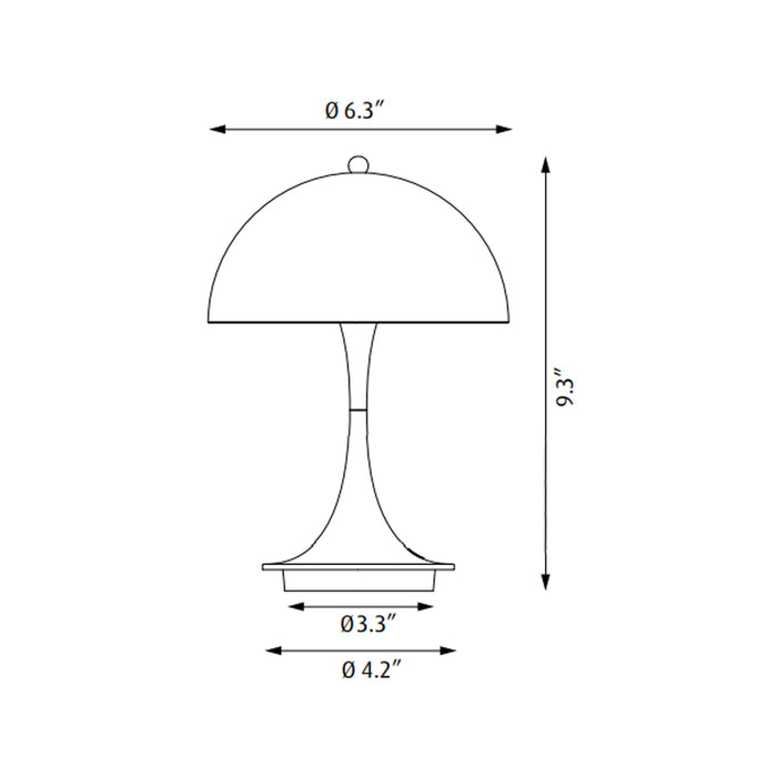 Panthella LED Portable Rechargeable Table Lamp - line drawing.
