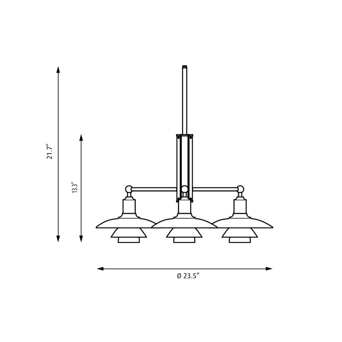 PH 2/1 Linear Pendant Light - line drawing.