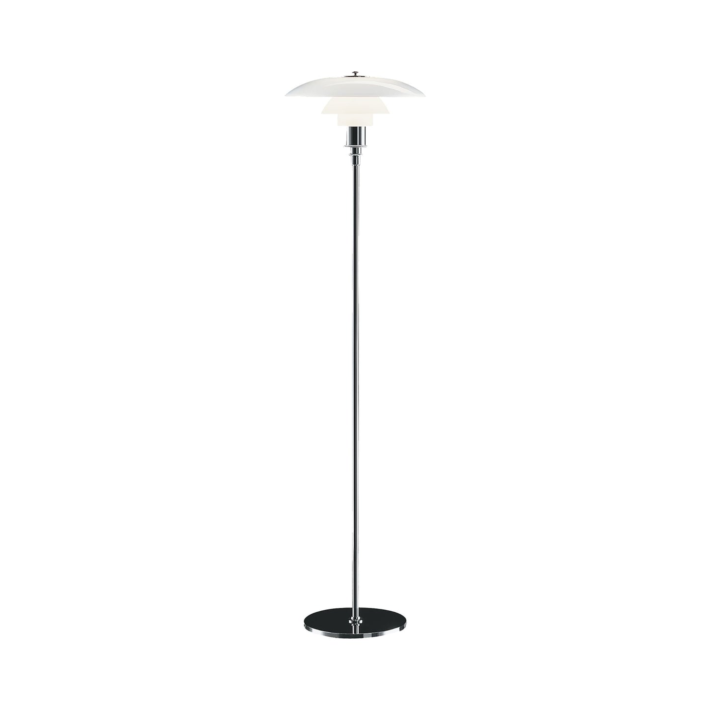 PH 3½-2½ Floor Lamp in High Lustre Chrome Plated/Opal White.