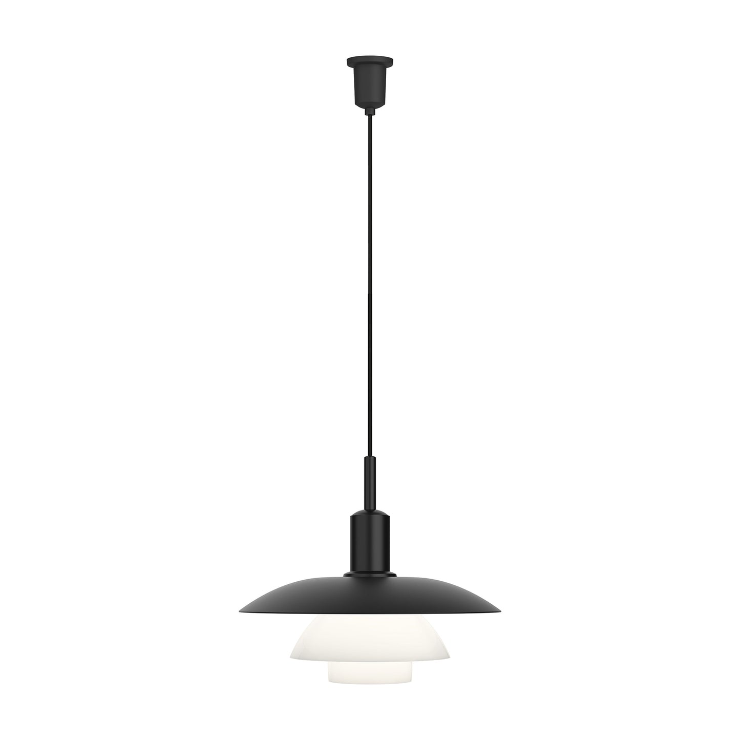 PH 5/5 Pendant Light in Black Metal/Opal Glass.