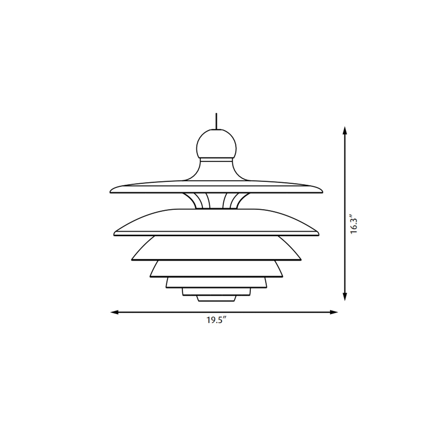 PH Septima Pendant Light - line drawing.