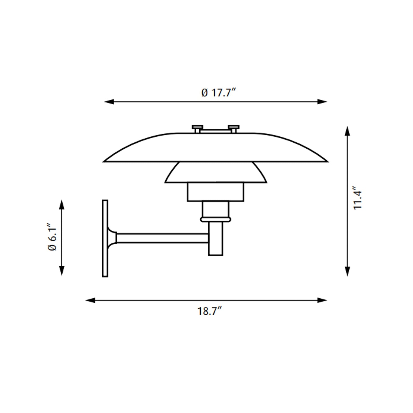 PH Wall Light - line drawing.