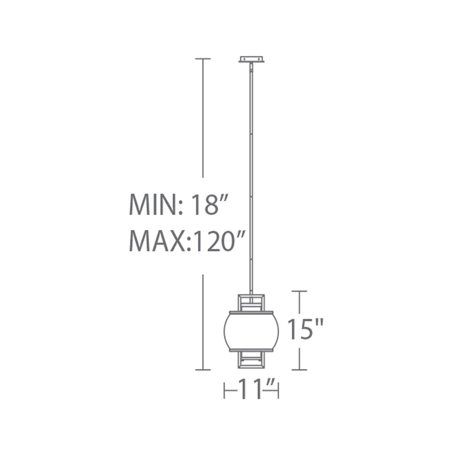 Lucid Outdoor LED Pendant Light- line drawing.
