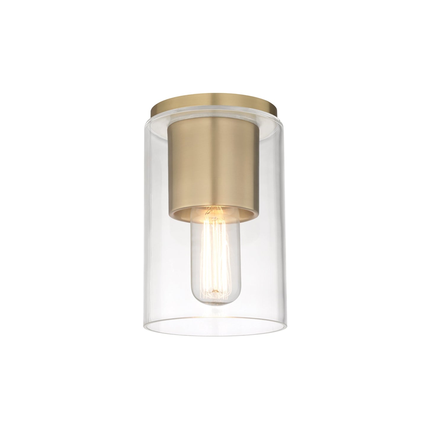 Lula Flush Mount Ceiling Light in Aged Brass.