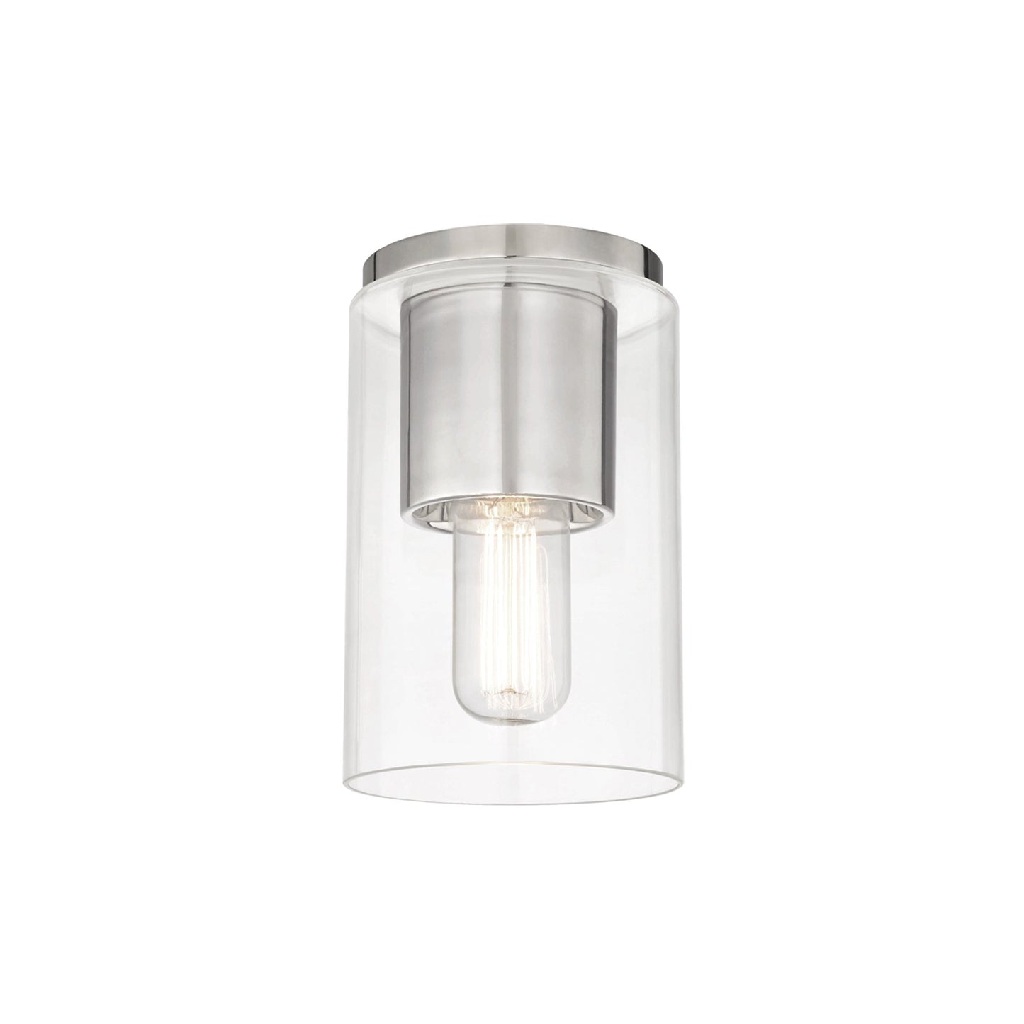 Lula Flush Mount Ceiling Light in Polished Nickel.