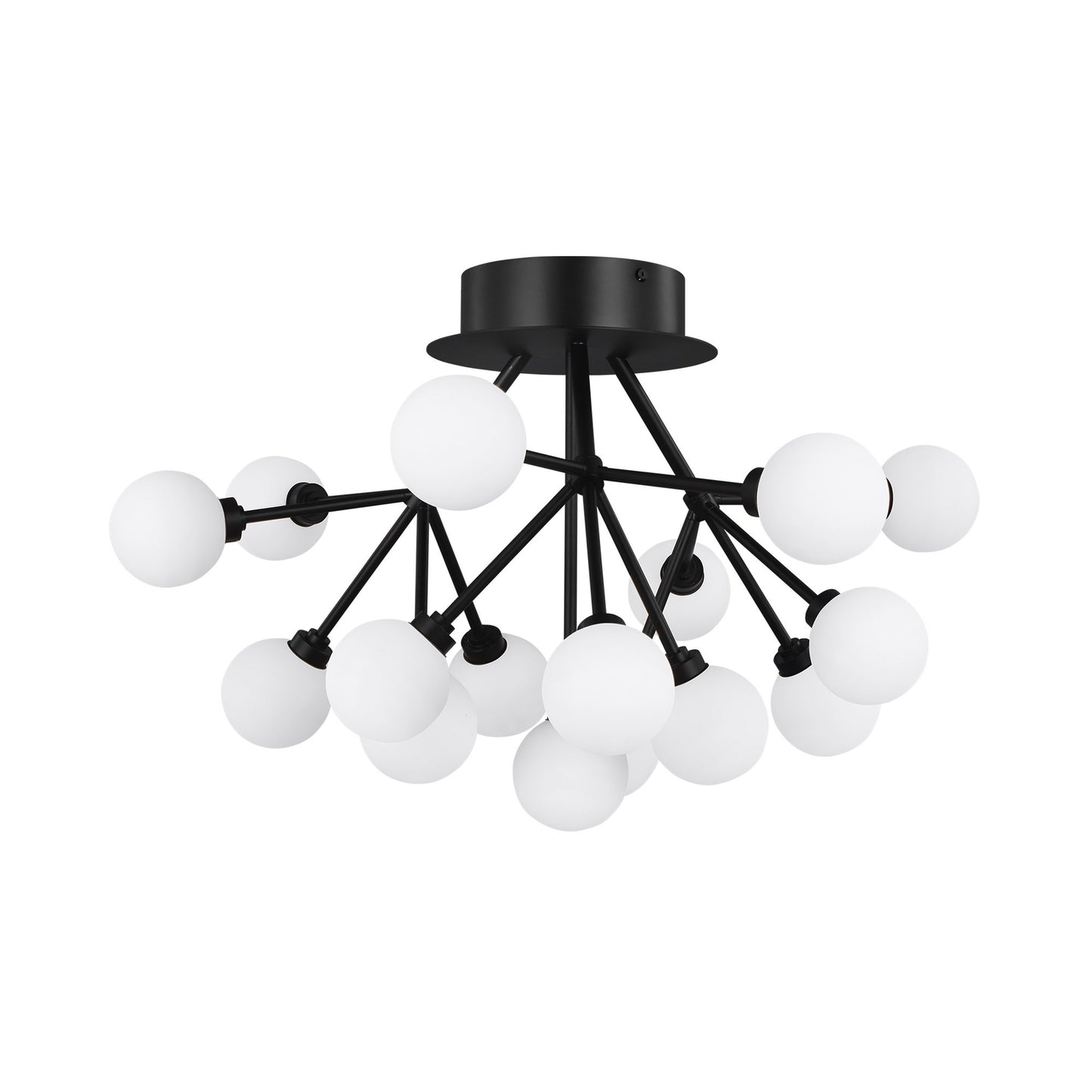 Mara LED Semi Flush Mount Ceiling Light in Matte Black.