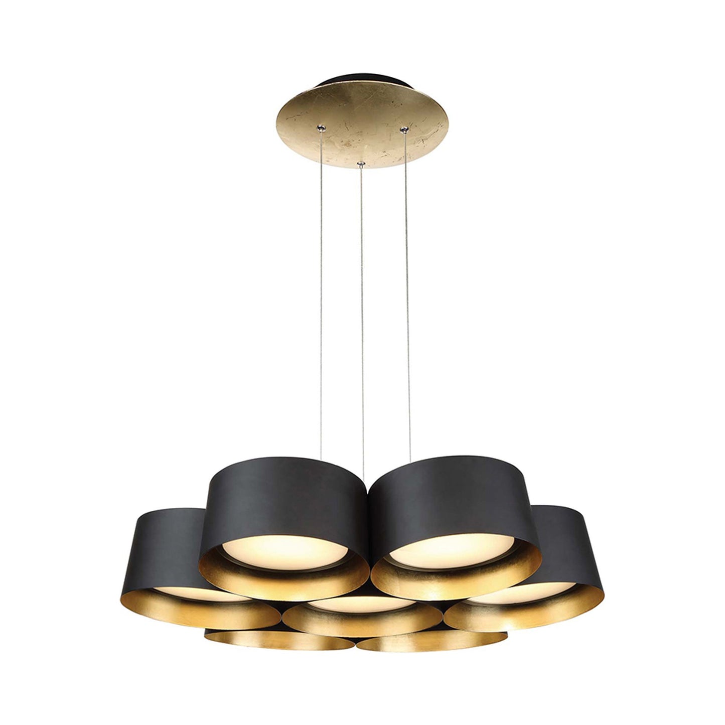 Marimba LED Chandelier in Large/Gold Leaf/Bronze.