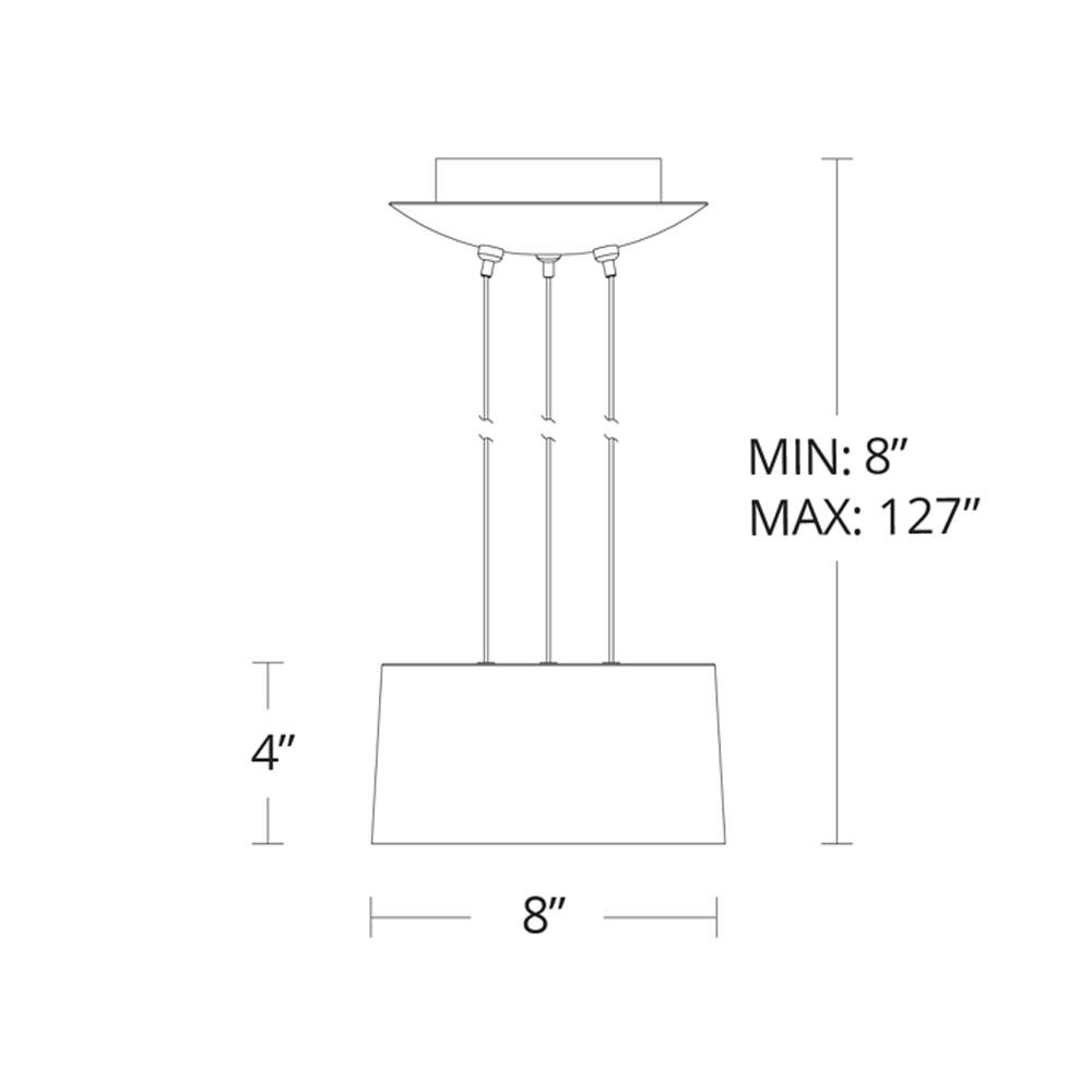 Marimba LED Pendant Light- line drawing.