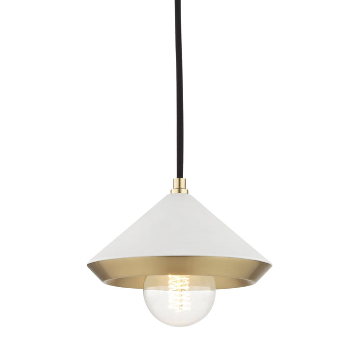 Marnie Pendant Light in Aged Brass / Off White (Small).