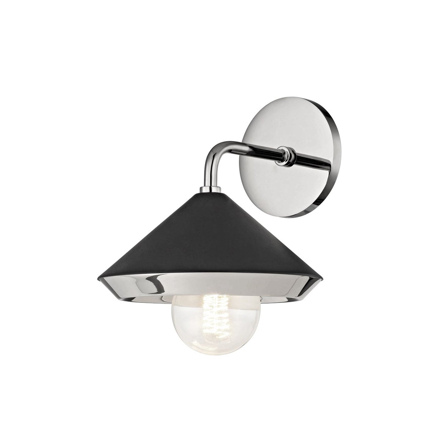 Marnie Wall Light in Polished Nickel / Black.
