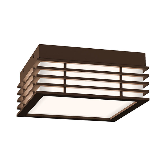 Marue™ Outdoor LED Semi Flush Mount Ceiling Light in Small/Square/Textured Bronze.