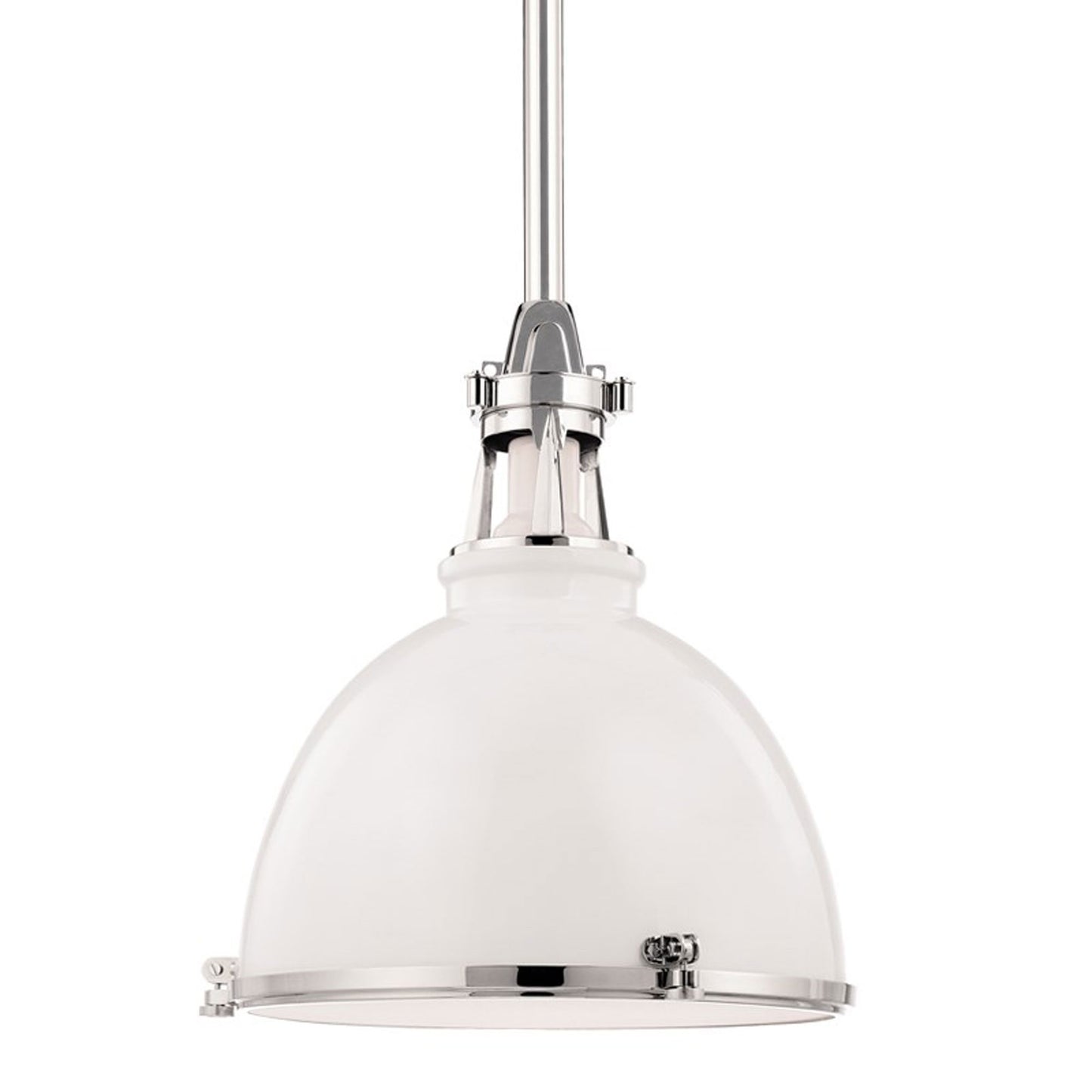 Massena Pendant Light in White/Polished Nickel (Large).