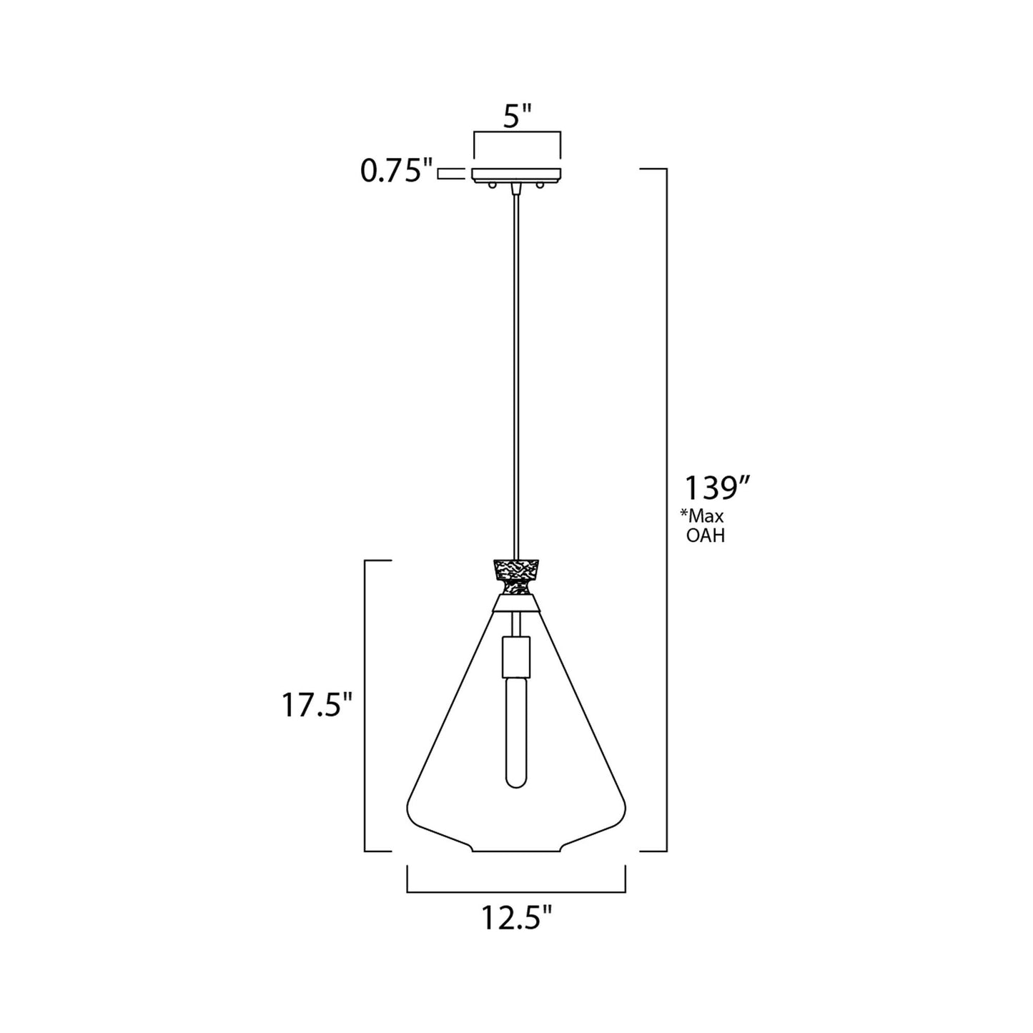 Abbot Pendant Light - line drawing.
