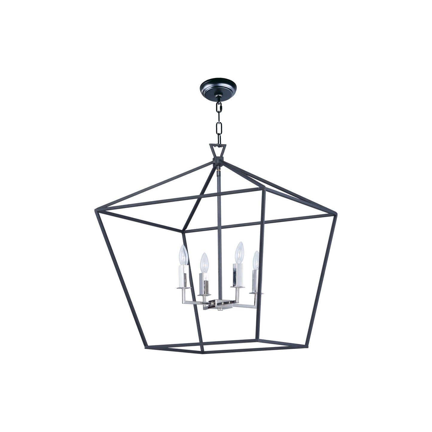 Abode Chandelier in Textured Black/Polished Nickel (Large).