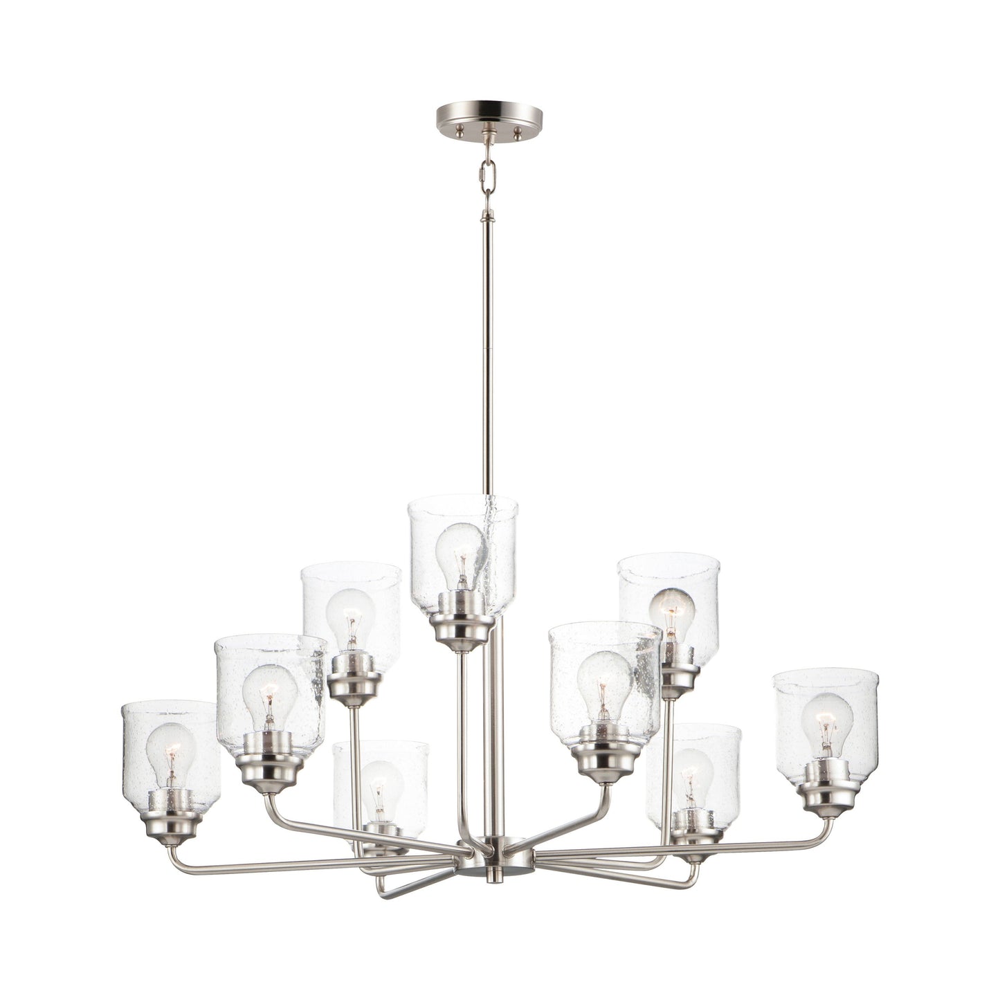 Acadia Chandelier in Satin Nickel (9-Light).