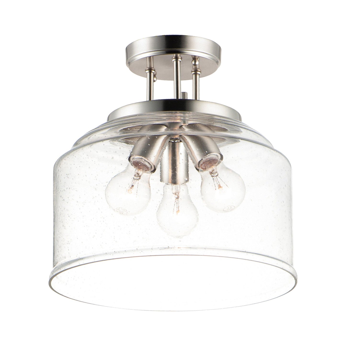 Acadia Semi Flush Mount Ceiling Light in Satin Nickel (3-Light).