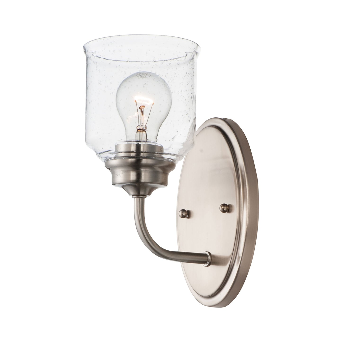 Acadia Wall Light in Satin Nickel.