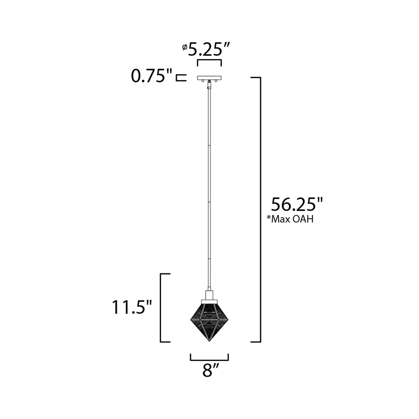 Adorn Mini Pendant Light - line drawing.