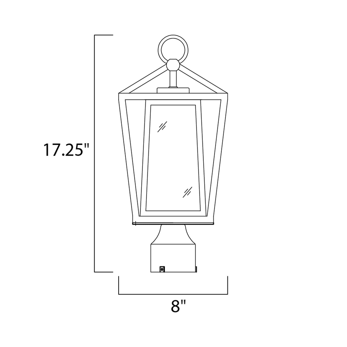 Artisan Outdoor Post Light - line drawing.