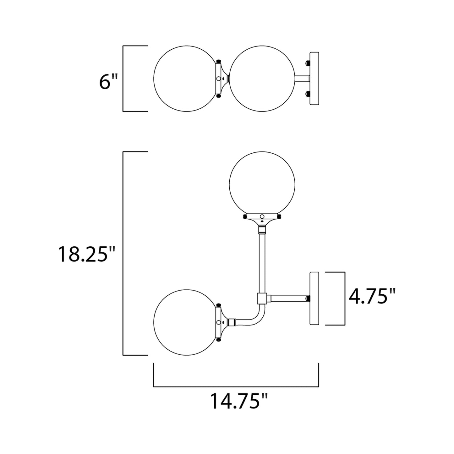 Atom Wall Light - line drawing.