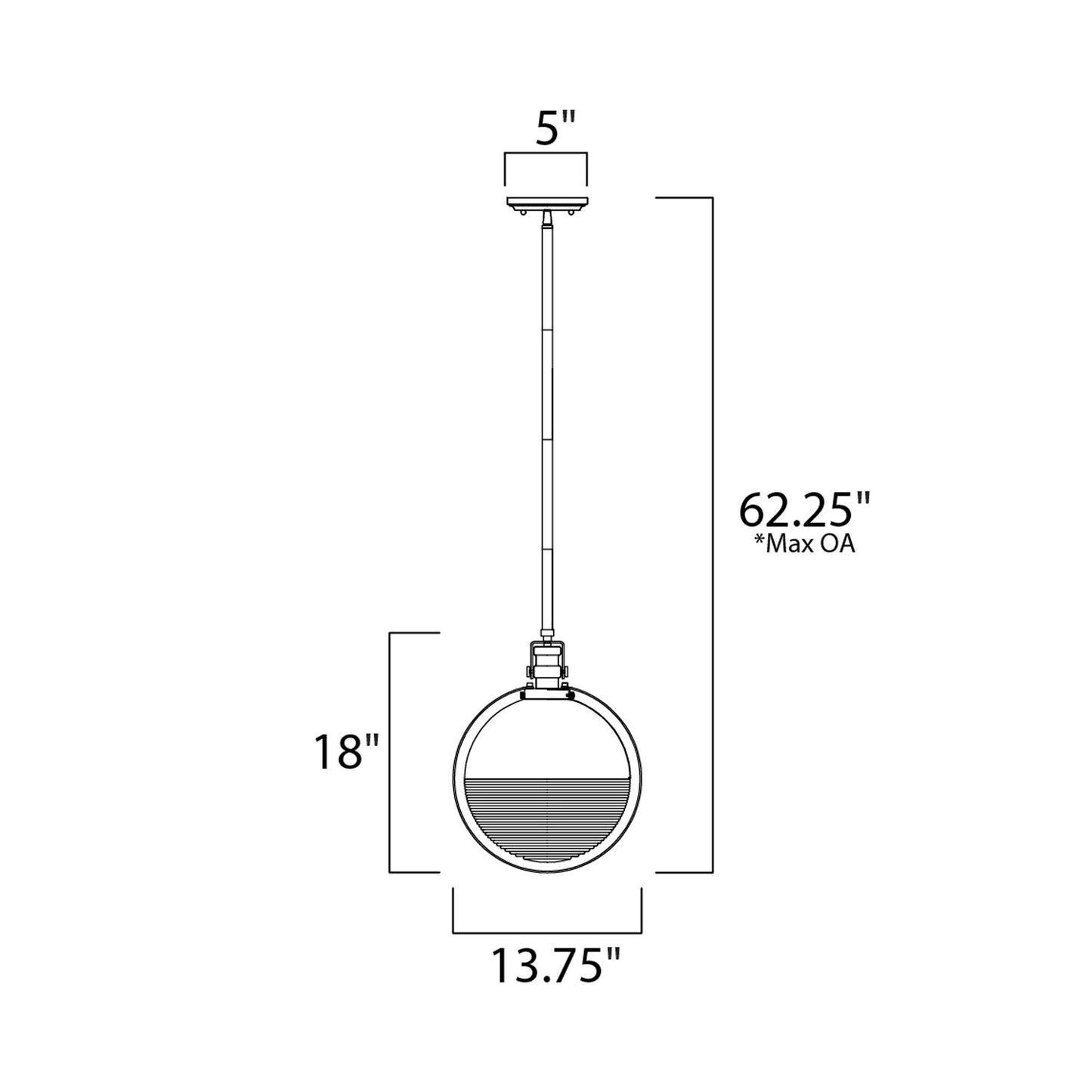 Axiom LED Pendant Light - line drawing.
