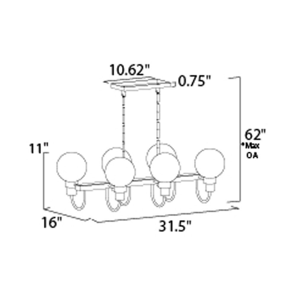 Bauhaus Linear Suspension Light - line drawing.