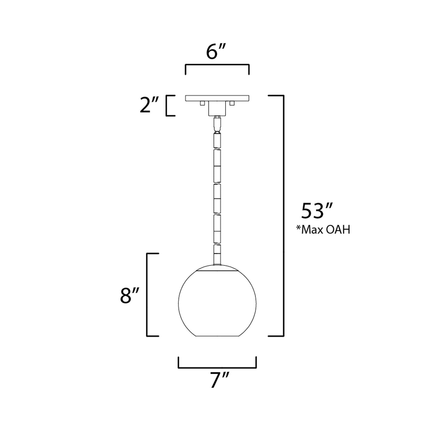 Branch Mini Pendant Light - line drawing.