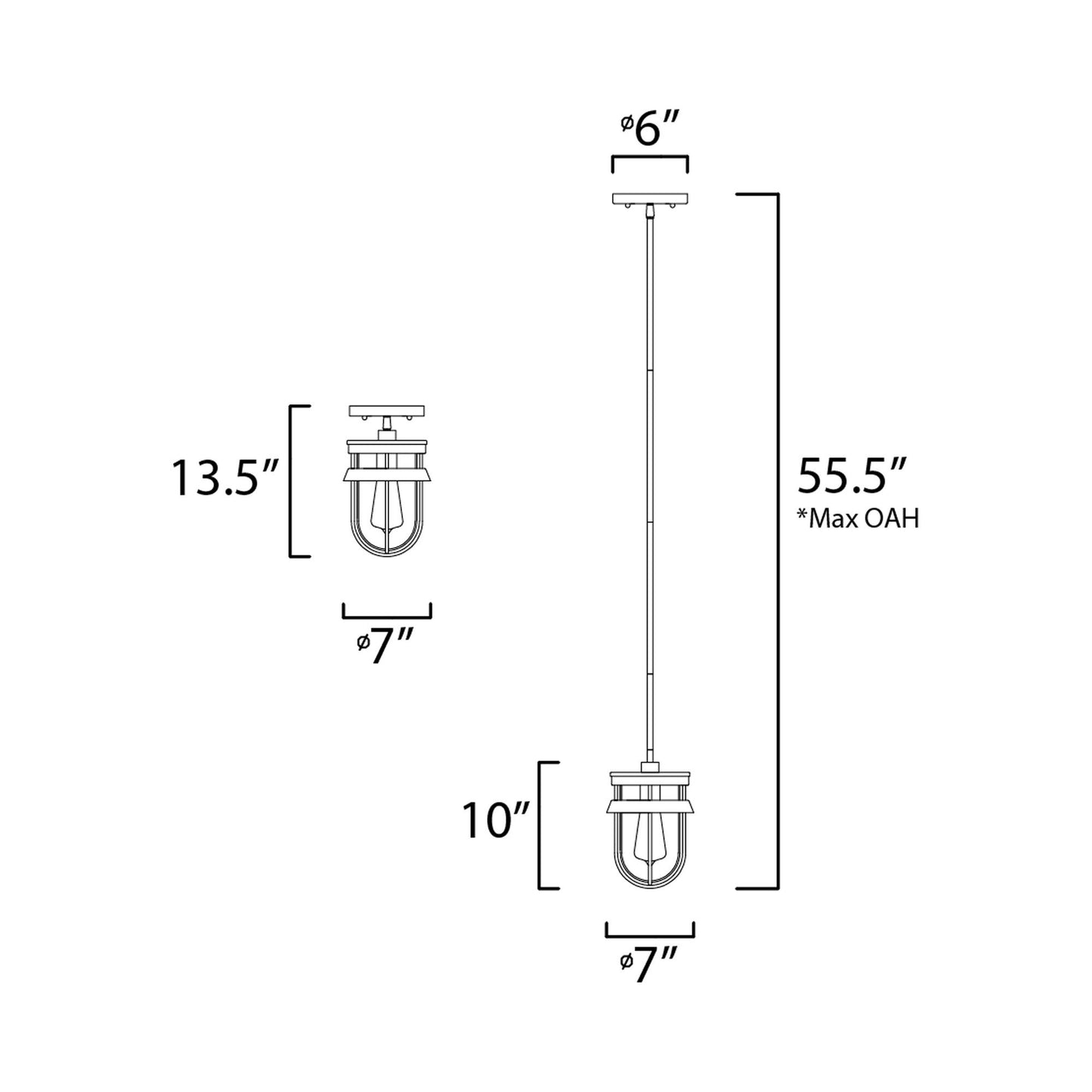 Breakwater Outdoor Semi Flush Mount Ceiling Light - line drawing.