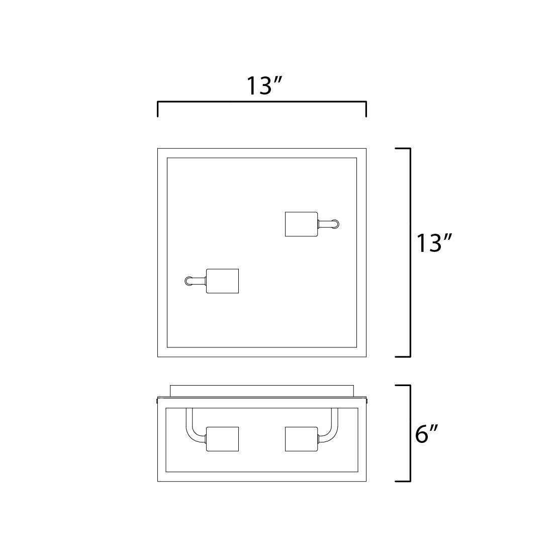Catalina Outdoor Flush Mount Ceiling Light - line drawing.