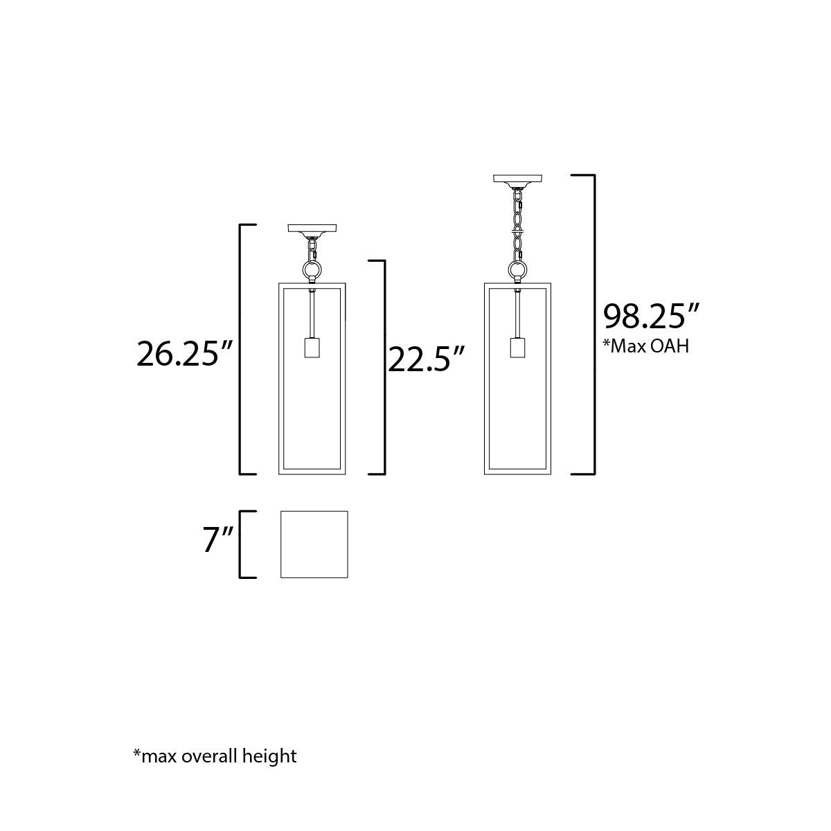 Catalina Outdoor Pendant Light - line drawing.