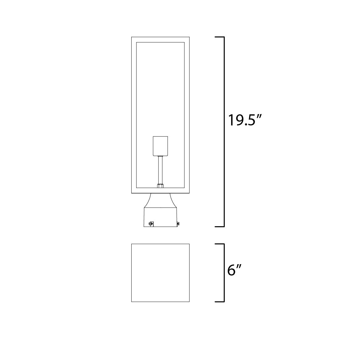 Catalina Outdoor Post Light - line drawing.