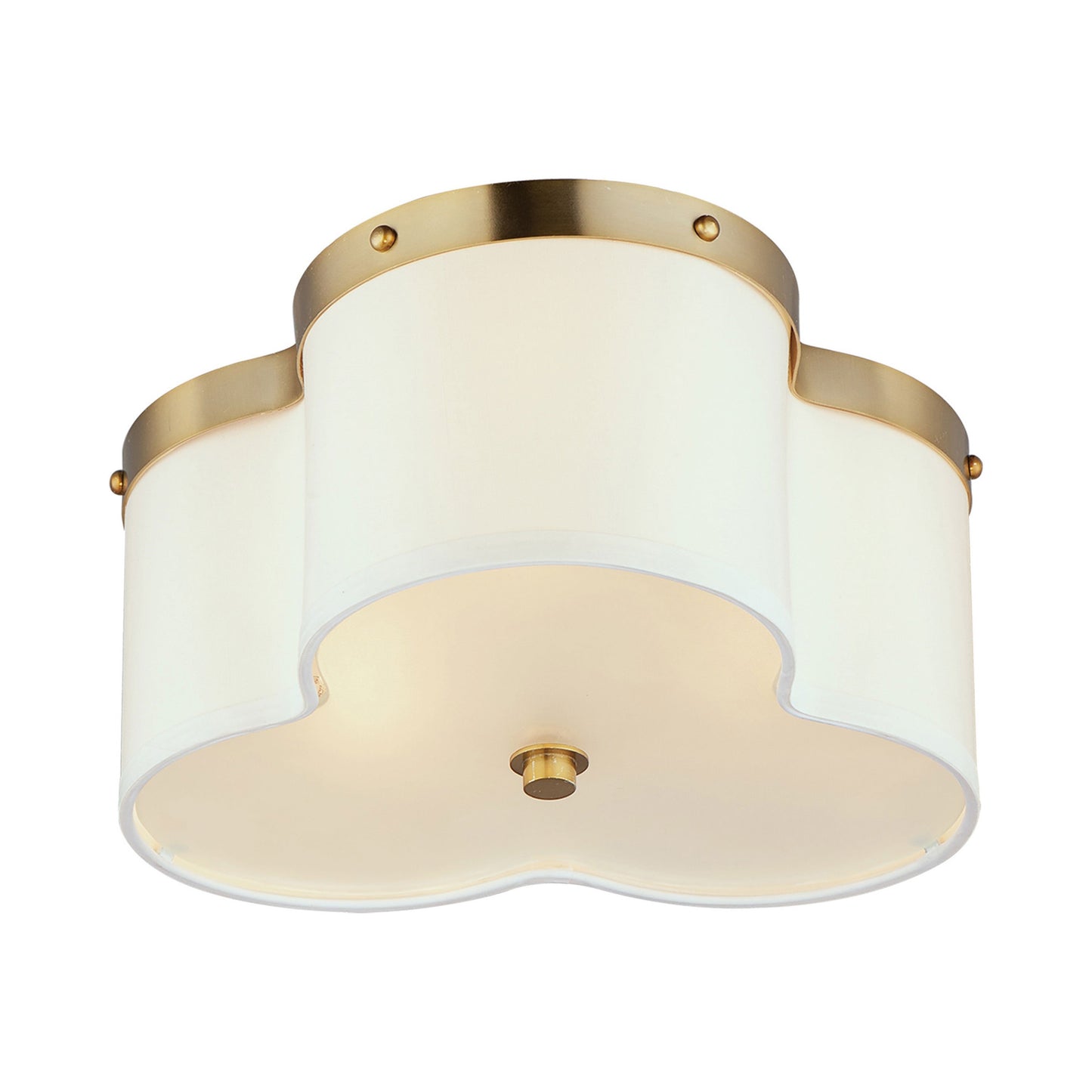 Clover Flush Mount Ceiling Light in Satin Brass (3-Light/Linen).