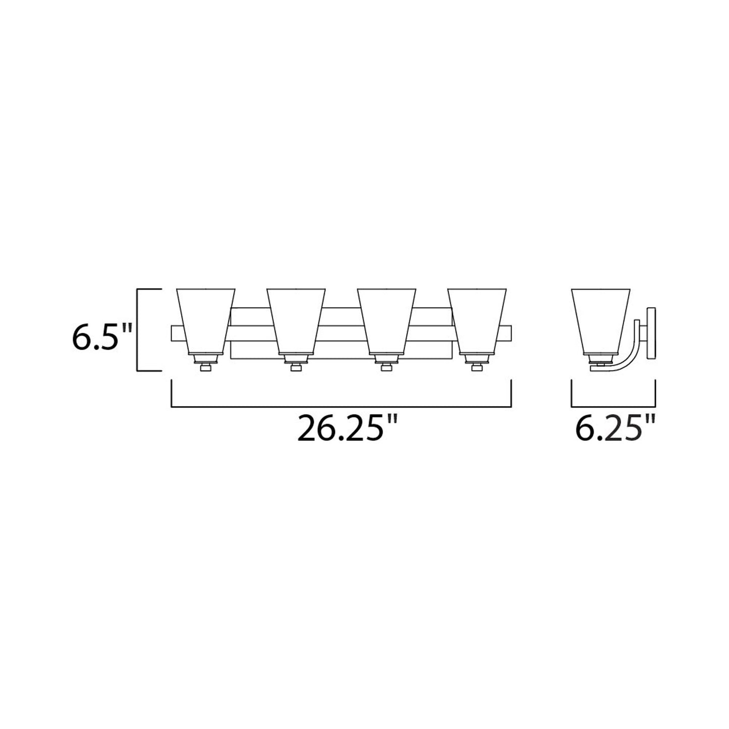 Conical Bath Vanity Light - line drawing.