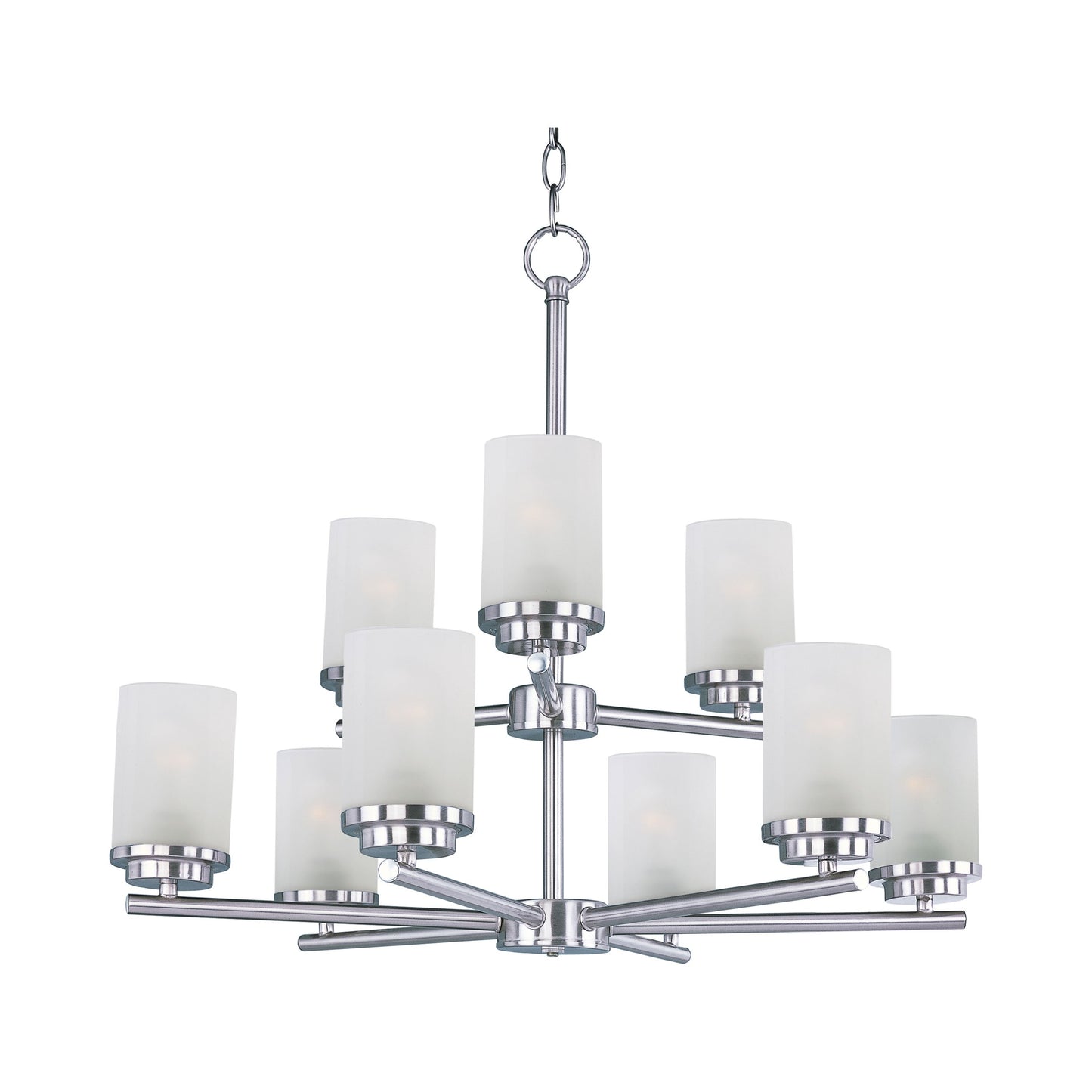 Corona Multi Tier Chandelier in Satin Nickel.