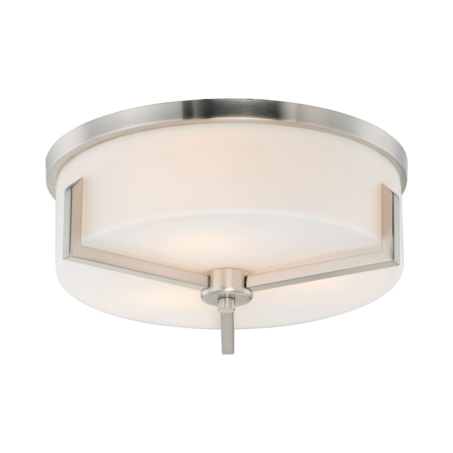 Dart Flush Mount Ceiling Light in Satin Nickel.