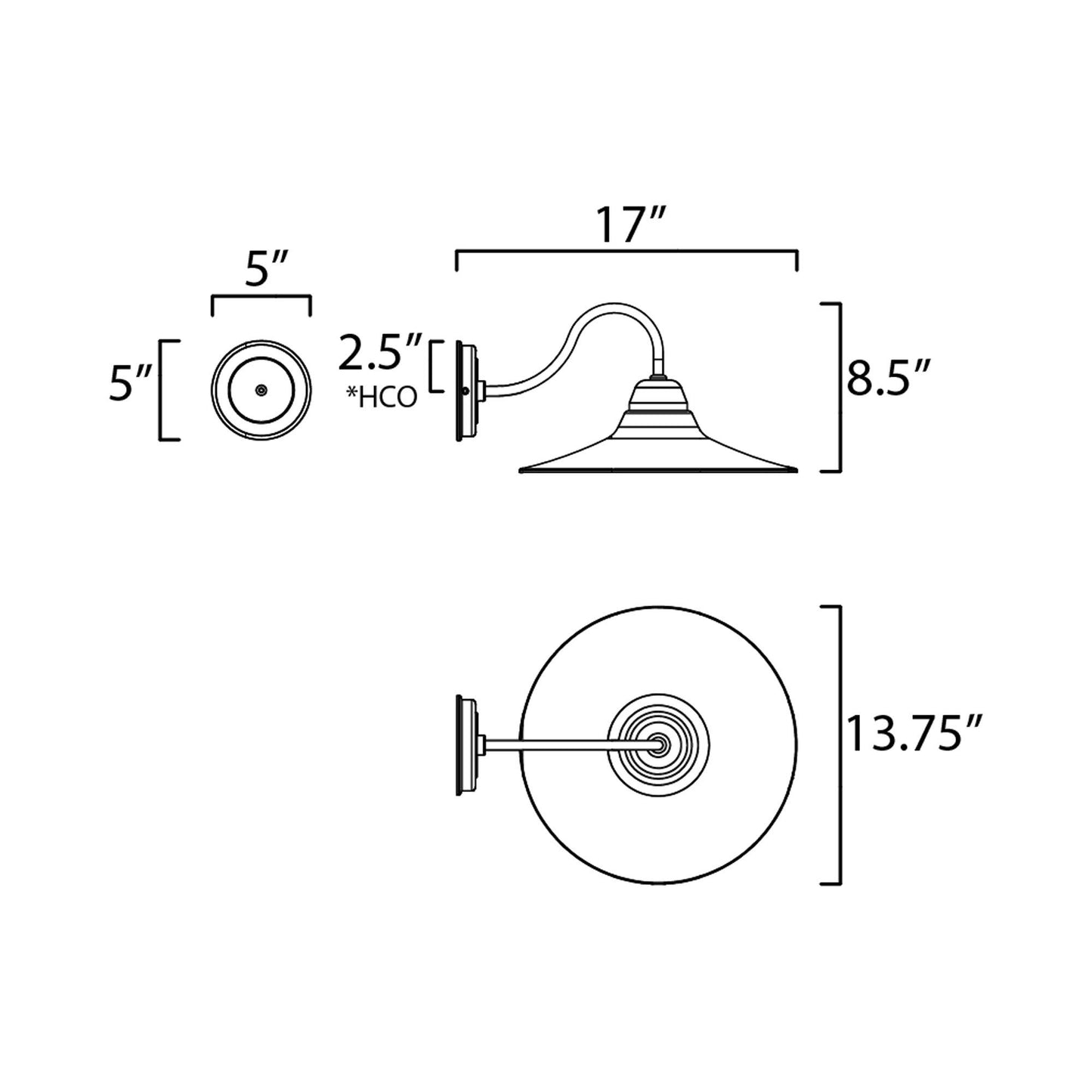 Dockside Outdoor Wall Light - line drawing.