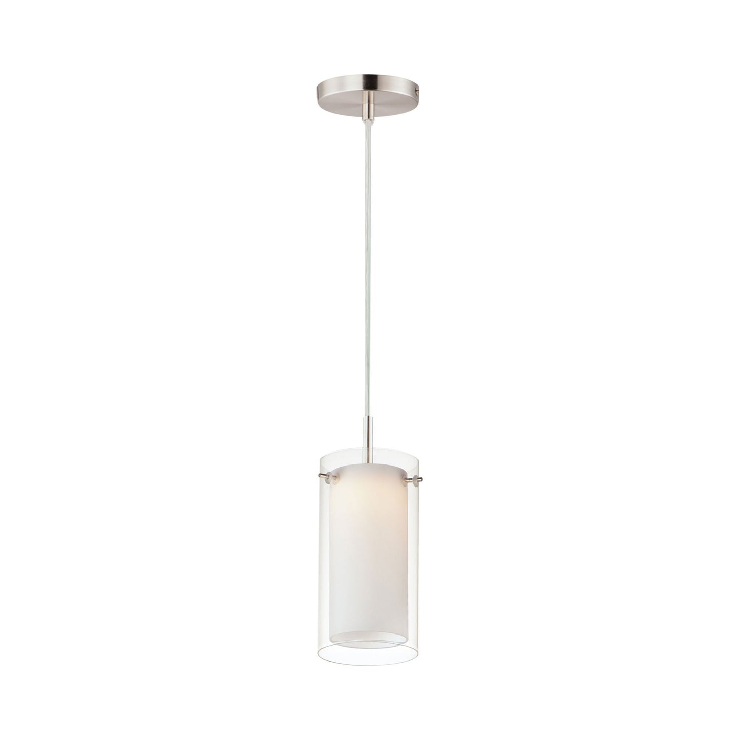 Duo Mini LED Pendant Light in Satin Nickel.