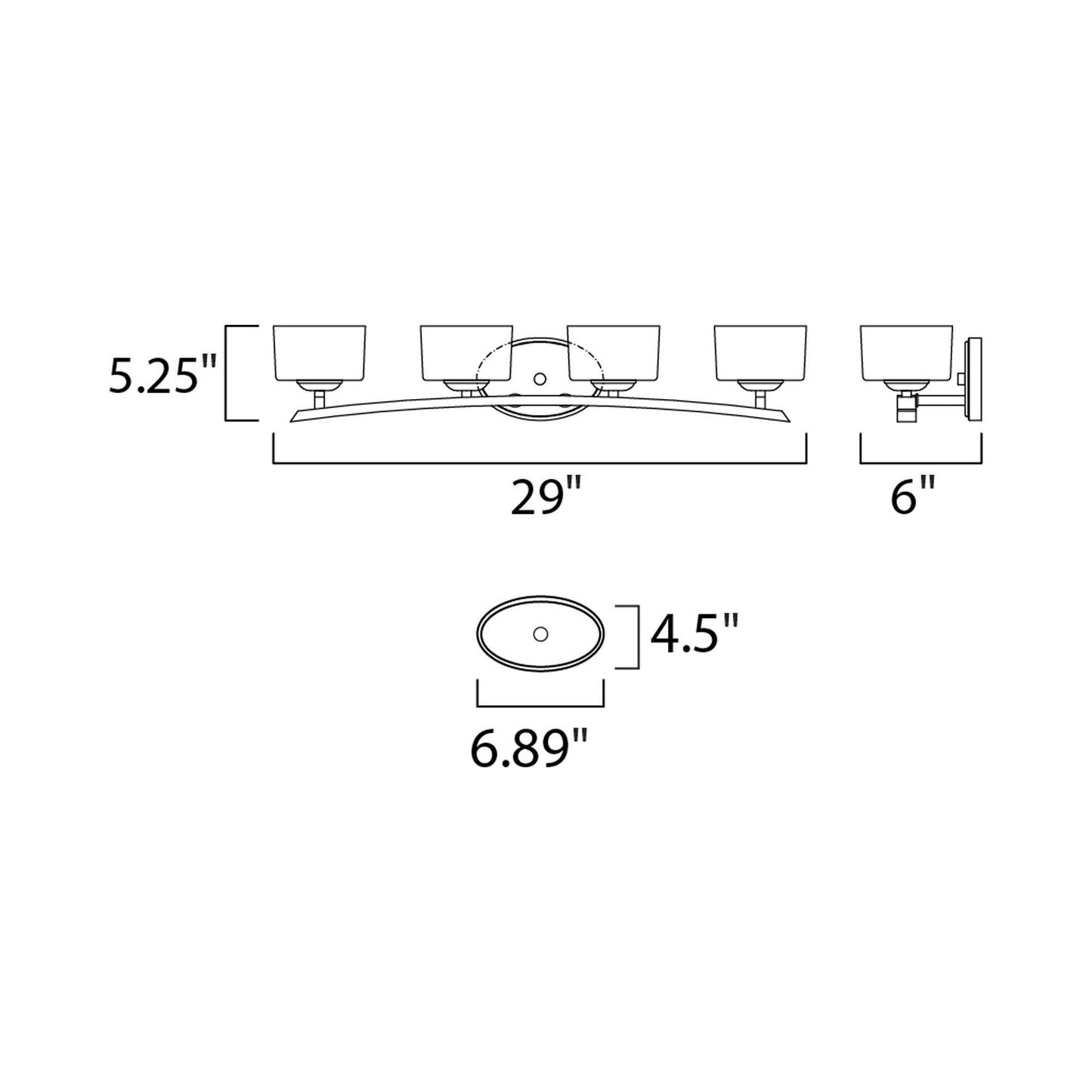 Elle Bath Vanity Light - line drawing.