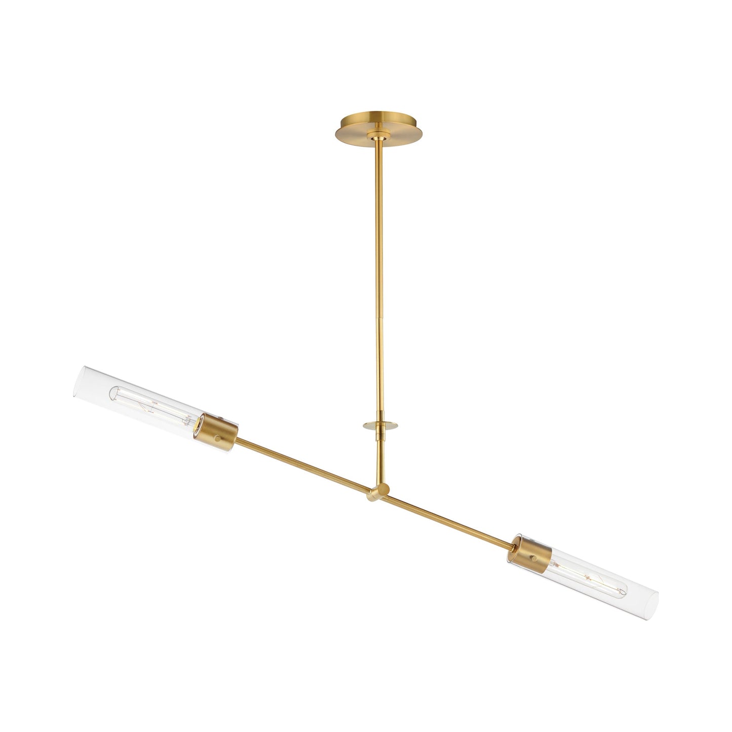 Equilibrium LED Linear Pendant Light in Natural Aged Brass.
